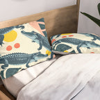 Crocs_Crocodiles Wildlife Animals_Whimsical Quirky Illustration_Bohemian Tropical Pastel Painting Pillow Sham Gallery Image 2