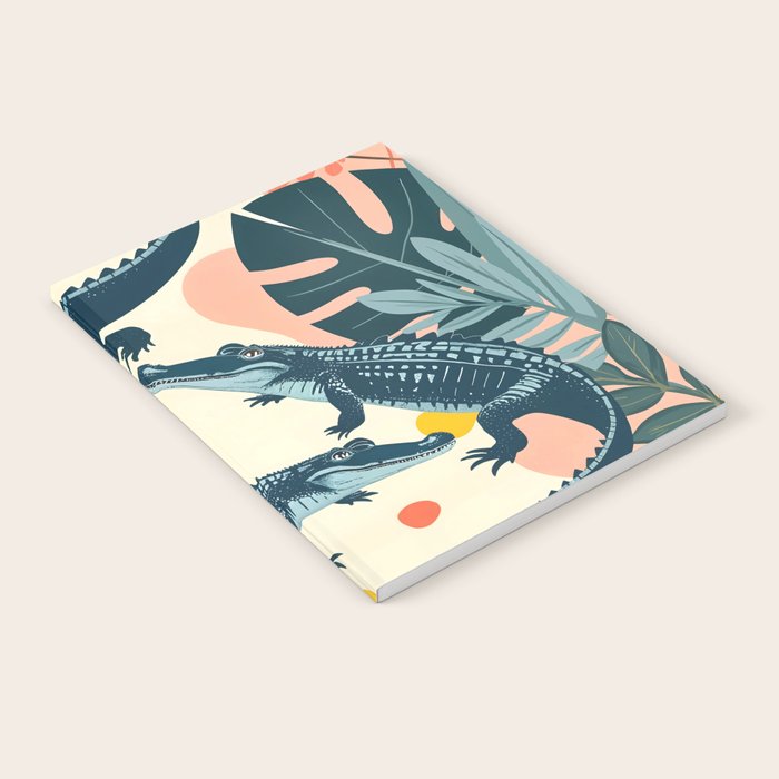 Crocs_Crocodiles Wildlife Animals_Whimsical Quirky Illustration_Bohemian Tropical Pastel Painting Notebook Gallery Image 2