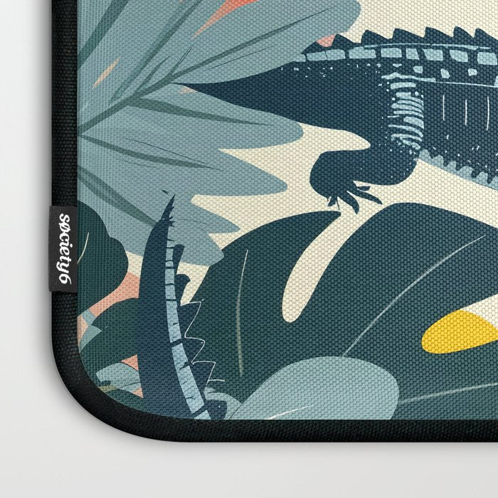 Crocs_Crocodiles Wildlife Animals_Whimsical Quirky Illustration_Bohemian Tropical Pastel Painting Laptop Sleeve Gallery Image 3