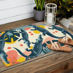 Crocs_Crocodiles Wildlife Animals_Whimsical Quirky Illustration_Bohemian Tropical Pastel Painting Outdoor Rug Gallery Image 2