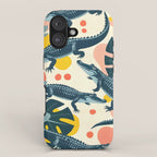 Crocs_Crocodiles Wildlife Animals_Whimsical Quirky Illustration_Bohemian Tropical Pastel Painting iPhone Case Gallery Image 1