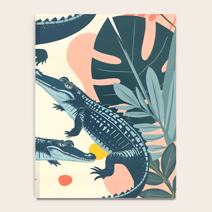 Crocs_Crocodiles Wildlife Animals_Whimsical Quirky Illustration_Bohemian Tropical Pastel Painting Notebook Gallery Image 4