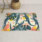 Crocs_Crocodiles Wildlife Animals_Whimsical Quirky Illustration_Bohemian Tropical Pastel Painting Rug Gallery Image 1