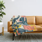 Crocs_Crocodiles Wildlife Animals_Whimsical Quirky Illustration_Bohemian Tropical Pastel Painting Throw Blanket Gallery Image 1