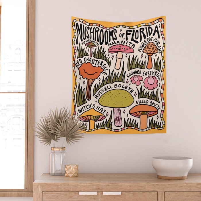 Mushrooms of Florida Wall Tapestry Gallery Image 2