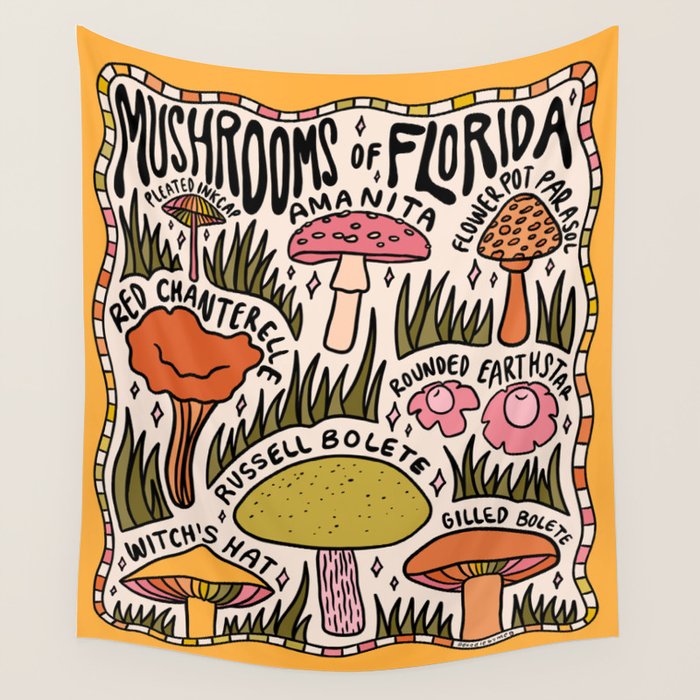 Mushrooms of Florida Wall Tapestry Gallery Image 1