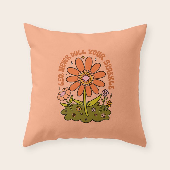 Leo Flower Throw Pillow Gallery Image 6