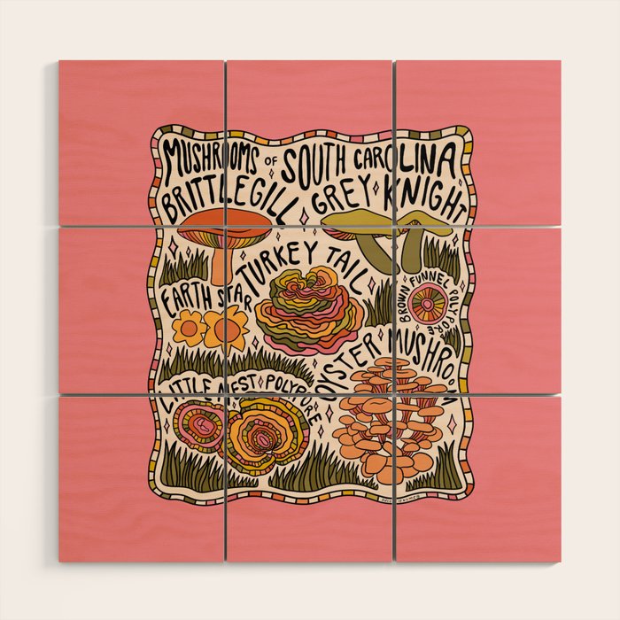 Mushrooms of South Carolina Wood Wall Art Gallery Image 1