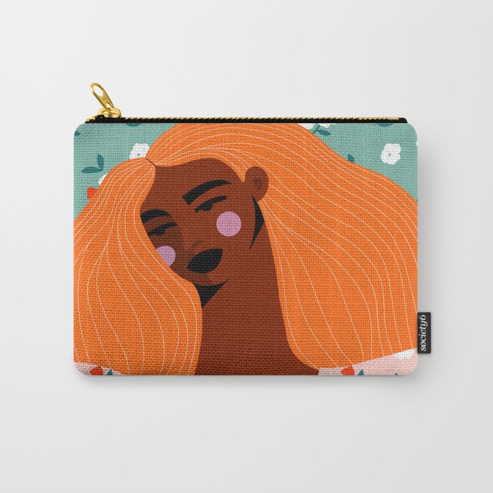 Dainty Floral Beauty - Orange Hair Carry All Pouch Gallery Image 1