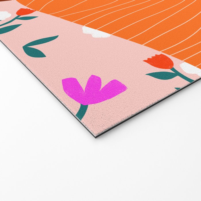 Dainty Floral Beauty - Orange Hair Welcome Mat Gallery Image 2