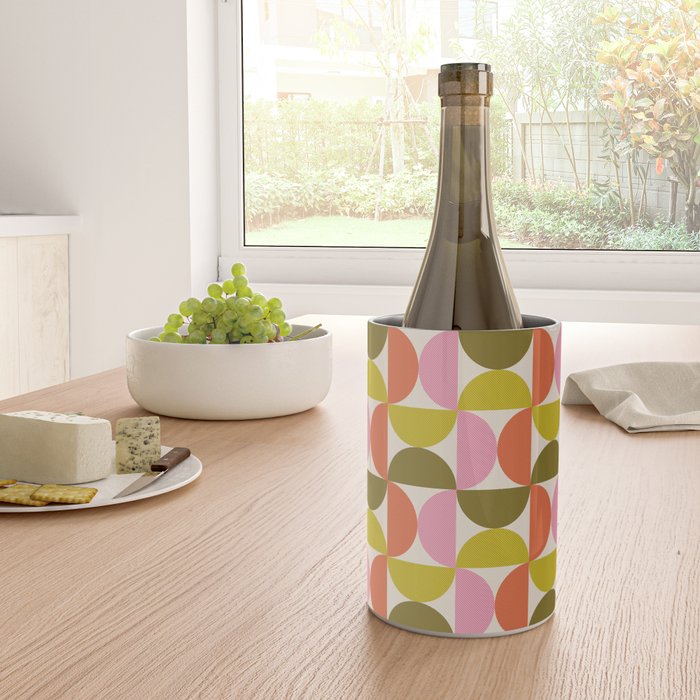 Mid Century Modern Shapes - Pink, Olive Green & Orange Wine Chiller Gallery Image 4