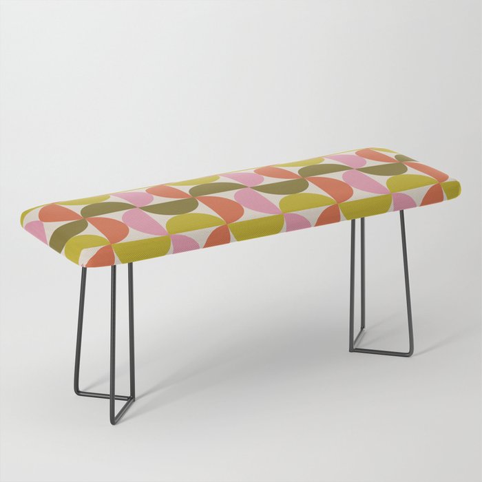 Mid Century Modern Shapes - Pink, Olive Green & Orange Bench Gallery Image 1