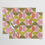 Mid Century Modern Shapes - Pink, Olive Green & Orange Placemat Gallery Image 1