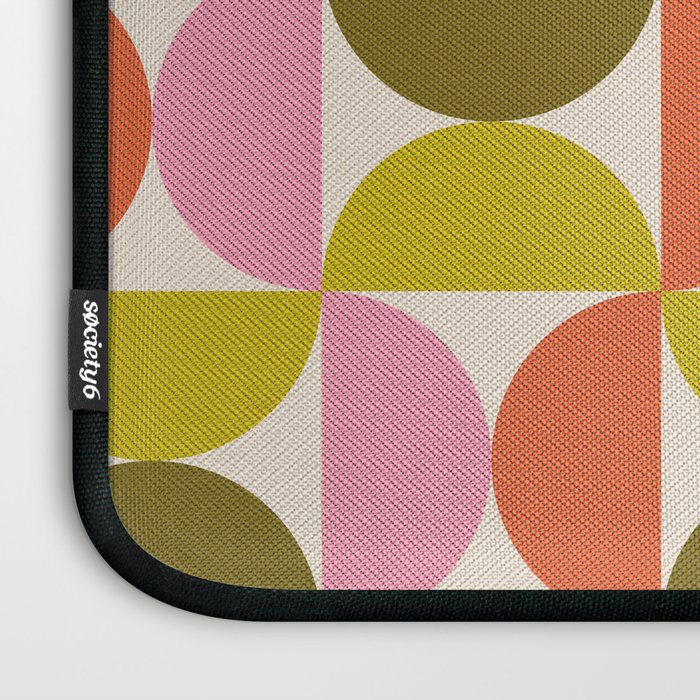 Mid Century Modern Shapes - Pink, Olive Green & Orange Laptop Sleeve Gallery Image 3