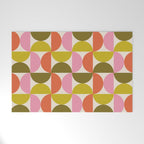 Mid Century Modern Shapes - Pink, Olive Green & Orange Welcome Mat Gallery Image 1