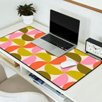 Mid Century Modern Shapes - Pink, Olive Green & Orange Desk Mat Gallery Image 2