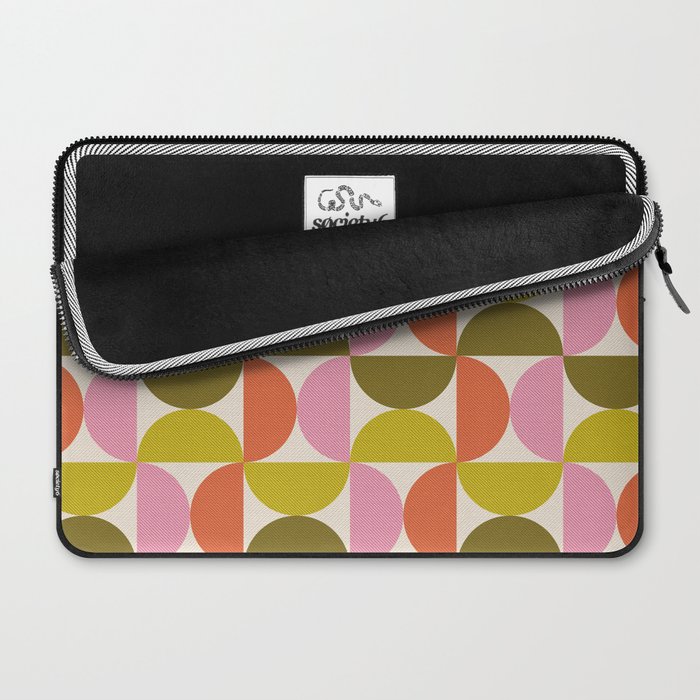 Mid Century Modern Shapes - Pink, Olive Green & Orange Laptop Sleeve Gallery Image 2