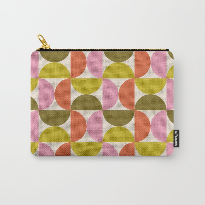 Mid Century Modern Shapes - Pink, Olive Green & Orange Carry All Pouch Gallery Image 1