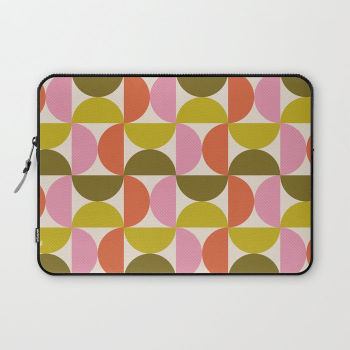 Mid Century Modern Shapes - Pink, Olive Green & Orange Laptop Sleeve Gallery Image 1