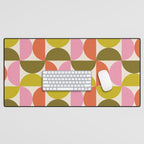 Mid Century Modern Shapes - Pink, Olive Green & Orange Desk Mat Gallery Image 1