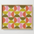 Mid Century Modern Shapes - Pink, Olive Green & Orange Serving Tray Gallery Image 1