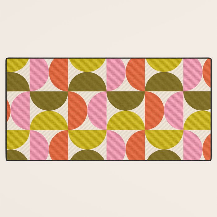 Mid Century Modern Shapes - Pink, Olive Green & Orange Desk Mat Gallery Image 3