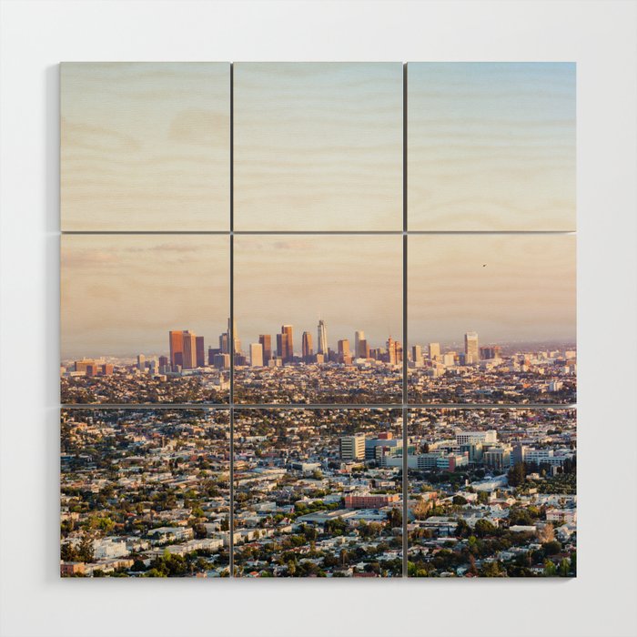 Los Angeles Skyline Wood Wall Art Gallery Image 1