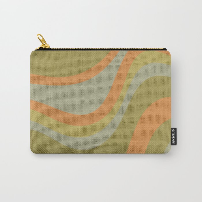 Retro Waves Abstract Pattern Celadon Green Orange Carry All Pouch Gallery Image 1