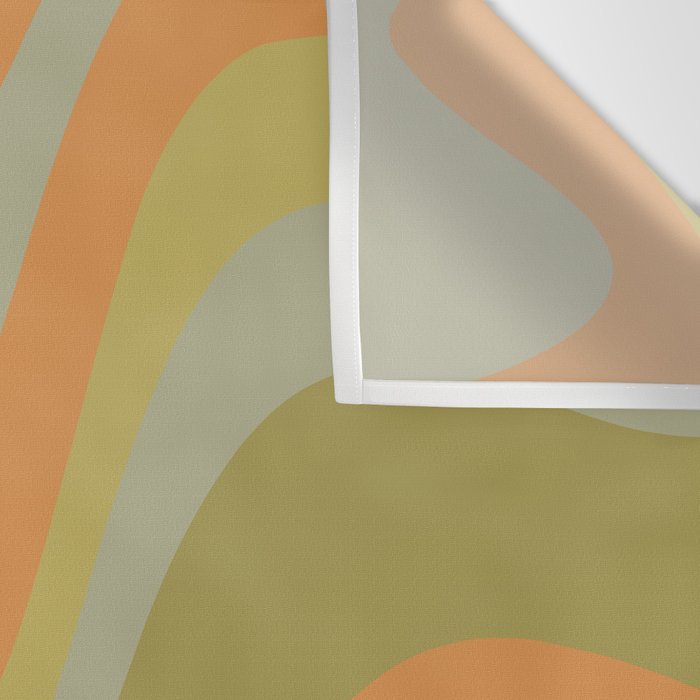 Retro Waves Abstract Pattern Celadon Green Orange Wall Tapestry Gallery Image 3