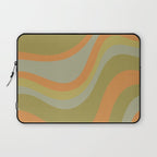 Retro Waves Abstract Pattern Celadon Green Orange Laptop Sleeve Gallery Image 1