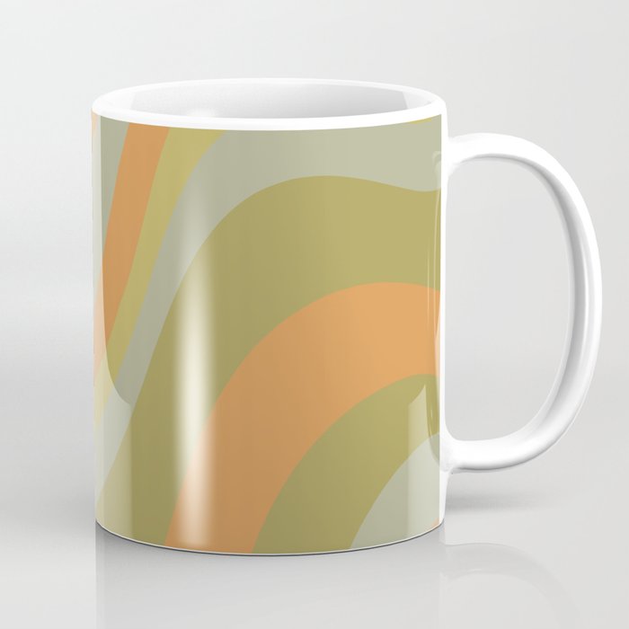 Retro Waves Abstract Pattern Celadon Green Orange Coffee Mug Gallery Image 1
