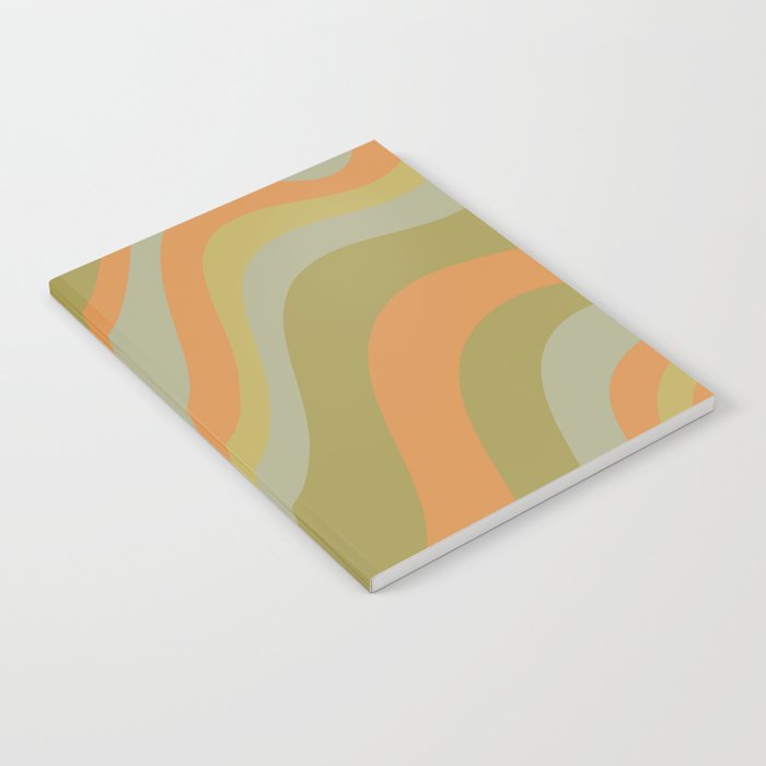 Retro Waves Abstract Pattern Celadon Green Orange Notebook Gallery Image 2