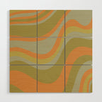 Retro Waves Abstract Pattern Celadon Green Orange Wood Wall Art Gallery Image 1