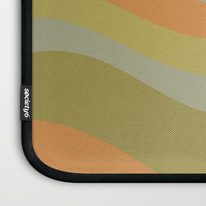 Retro Waves Abstract Pattern Celadon Green Orange Laptop Sleeve Gallery Image 3