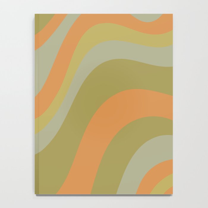 Retro Waves Abstract Pattern Celadon Green Orange Notebook Gallery Image 4