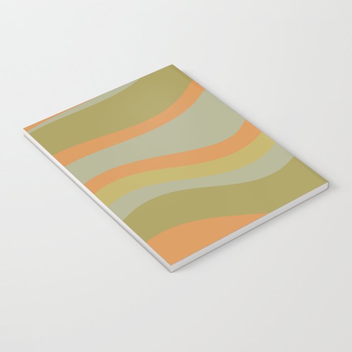 Retro Waves Abstract Pattern Celadon Green Orange Notebook Gallery Image 3
