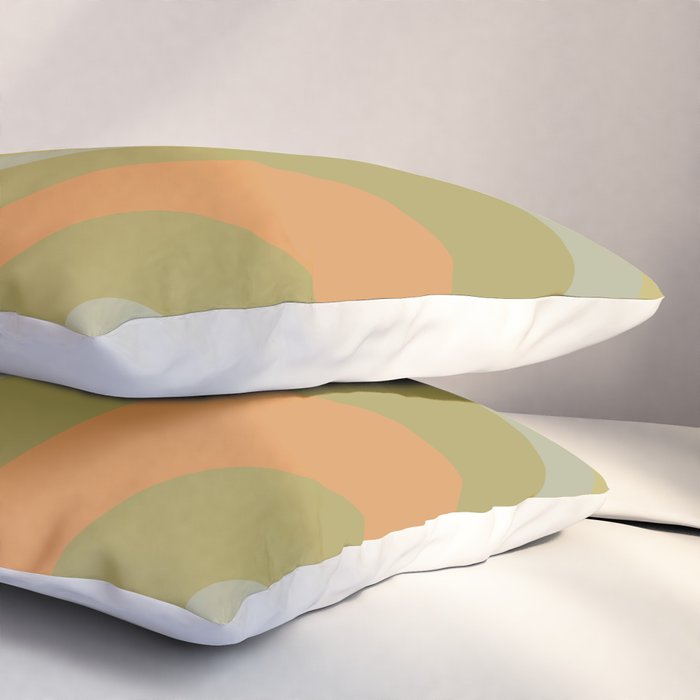 Retro Waves Abstract Pattern Celadon Green Orange Pillow Sham Gallery Image 3