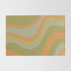 Retro Waves Abstract Pattern Celadon Green Orange Rug Gallery Image 2