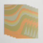 Retro Waves Abstract Pattern Celadon Green Orange Wrapping Paper Gallery Image 3