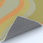 Retro Waves Abstract Pattern Celadon Green Orange Rug Gallery Image 4