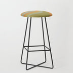 Retro Waves Abstract Pattern Celadon Green Orange Stool Gallery Image 1