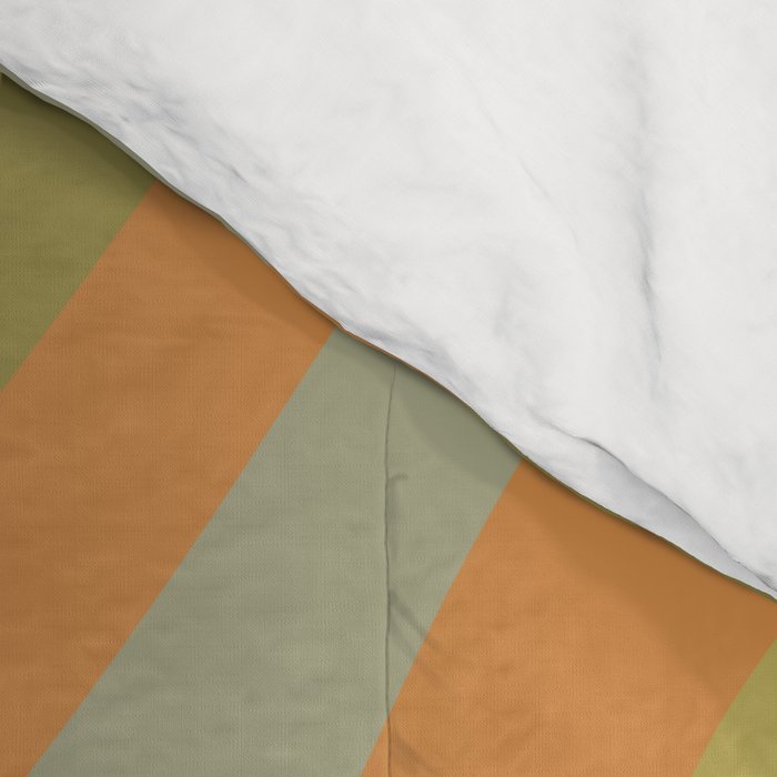 Retro Waves Abstract Pattern Celadon Green Orange Comforter Gallery Image 4