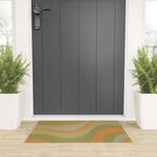 Retro Waves Abstract Pattern Celadon Green Orange Welcome Mat Gallery Image 3