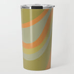 Retro Waves Abstract Pattern Celadon Green Orange Travel Mug Gallery Image 1