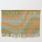 Retro Waves Abstract Pattern Celadon Green Orange Wall Hanging Gallery Image 1