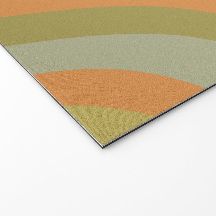 Retro Waves Abstract Pattern Celadon Green Orange Welcome Mat Gallery Image 2