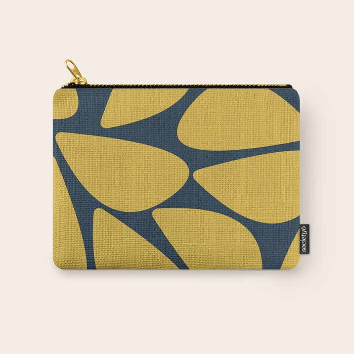 Riverbed Stones Minimalist Abstract Pattern in Light Mustard Yellow and Navy Blue Carry All Pouch Gallery Image 1