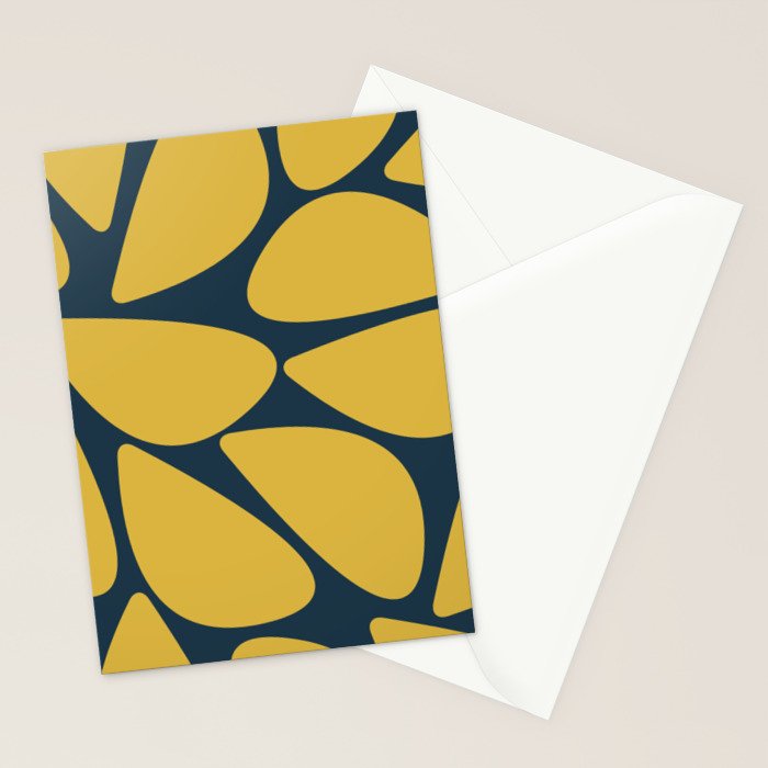 Riverbed Stones Minimalist Abstract Pattern in Light Mustard Yellow and Navy Blue Stationery Card Gallery Image 2