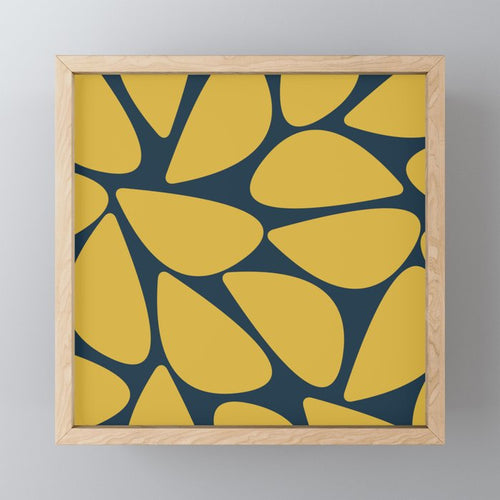 Riverbed Stones Minimalist Abstract Pattern In Light Mustard Yellow And Navy Blue Mini Art Print Gallery Image 1
