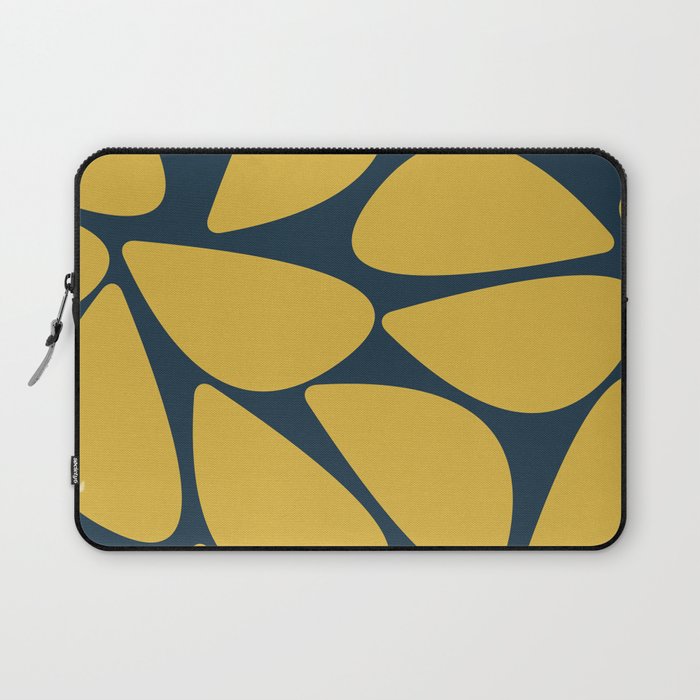 Riverbed Stones Minimalist Abstract Pattern in Light Mustard Yellow and Navy Blue Laptop Sleeve Gallery Image 1
